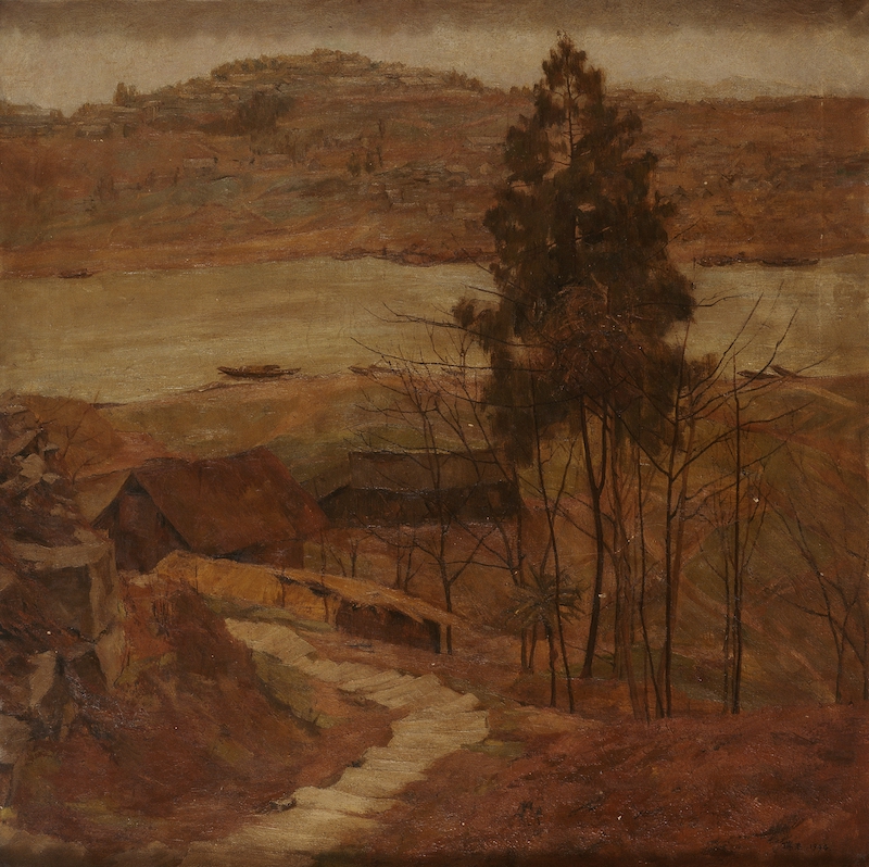 李瑞年 嘉陵江两岸 1944年 油画 75×75cm.jpg