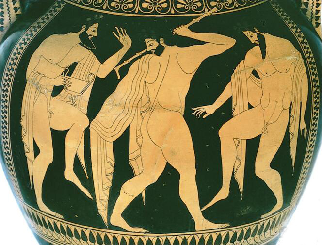 红绘画家西米德斯“三个醉汉跳舞” 公元前500年.jpg