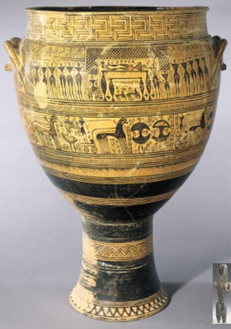 古希腊早期青铜雕像与几何时期陶瓶上的彩绘人物大致等大.jpg